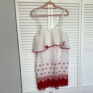 White and Red Sleeveless Dress